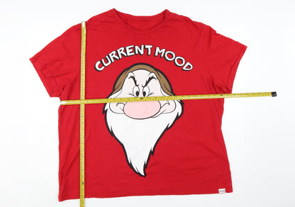 Character.com Women's Red Cartoon Print Short Sleeve Cotton T-Shirt 2XL
