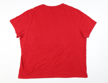 Character.com Women's Red Cartoon Print Short Sleeve Cotton T-Shirt 2XL