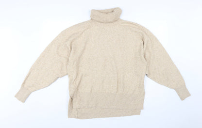 & Other Stories Women’s Beige Wool Cashmere Roll Neck Jumper Size 8