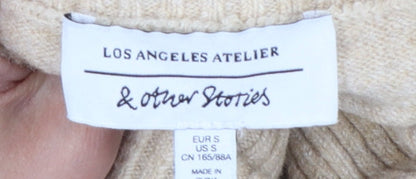 & Other Stories Women’s Beige Wool Cashmere Roll Neck Jumper Size 8
