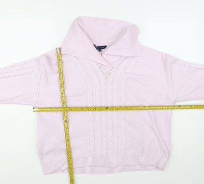 Crew Clothing Womens Pink Cable Knit Roll Neck Jumper Size 16