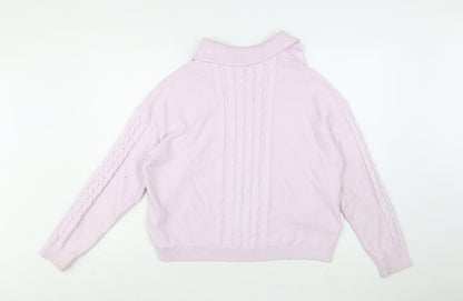 Crew Clothing Womens Pink Cable Knit Roll Neck Jumper Size 16