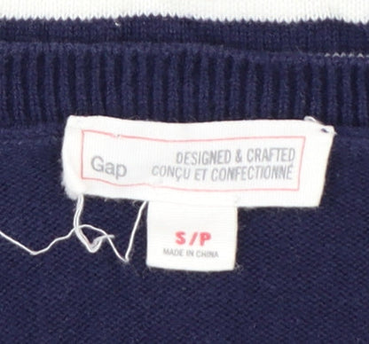 Gap Women's Blue Striped Cotton Crew Neck Jumper Size S