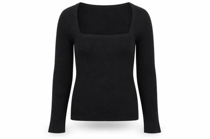 ASOS DESIGN Women's Black Slim Fit Long Sleeve Square Neck Jumper Size 10