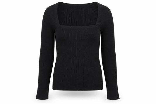 ASOS DESIGN Women's Black Slim Fit Long Sleeve Square Neck Jumper Size 10