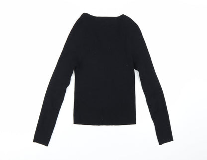 ASOS DESIGN Women's Black Slim Fit Long Sleeve Square Neck Jumper Size 10