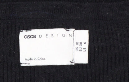 ASOS DESIGN Women's Black Slim Fit Long Sleeve Square Neck Jumper Size 10