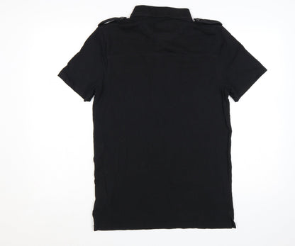 Firetrap Mens Black Cotton Short Sleeve Polo Shirt M