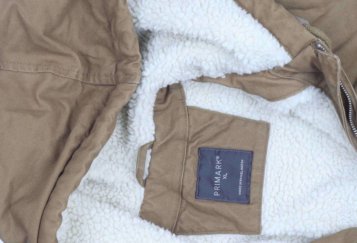 Primark Men's Brown Hooded Lined Cotton Jacket XL