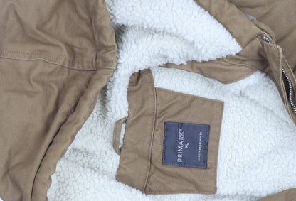 Primark Men's Brown Hooded Lined Cotton Jacket XL