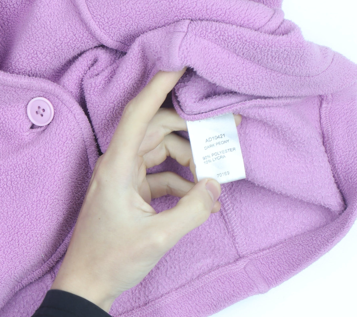 Cotton Traders Women Pink Fleece Cardigan Size 10 Collared Long Sleeve