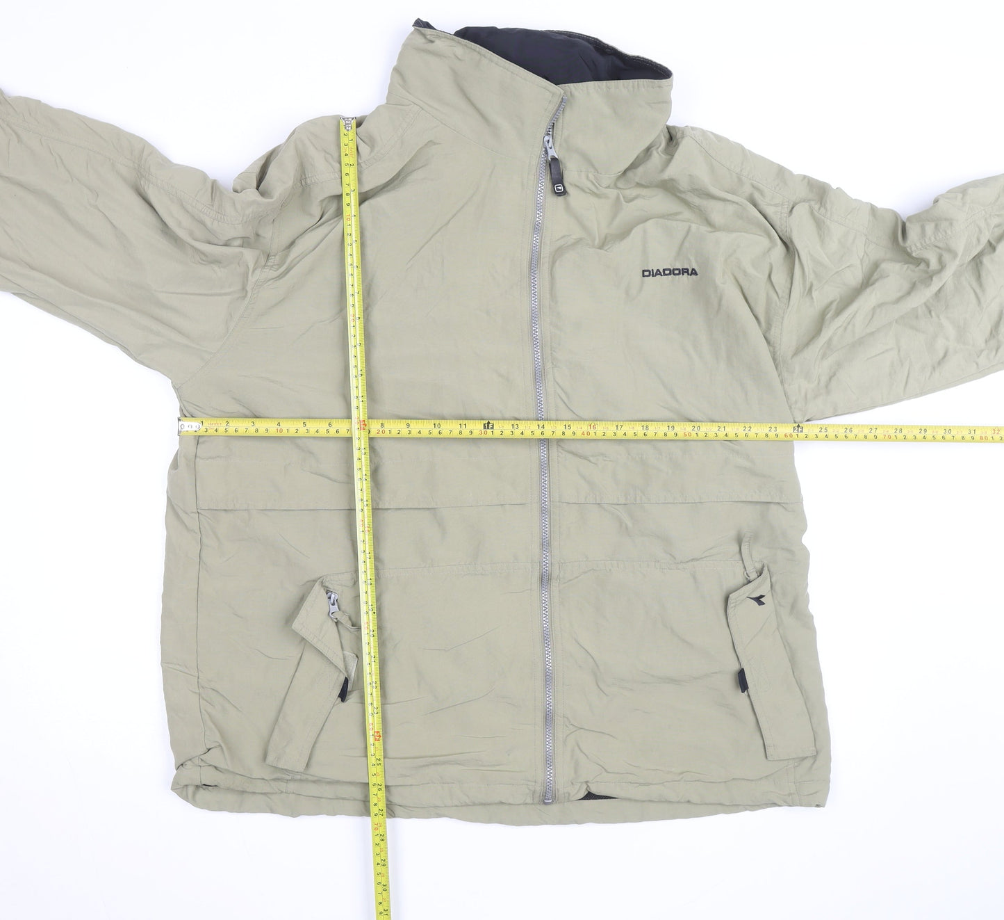 Diadora Men's Beige XL Windbreaker Jacket Full Zip Casual Outdoor