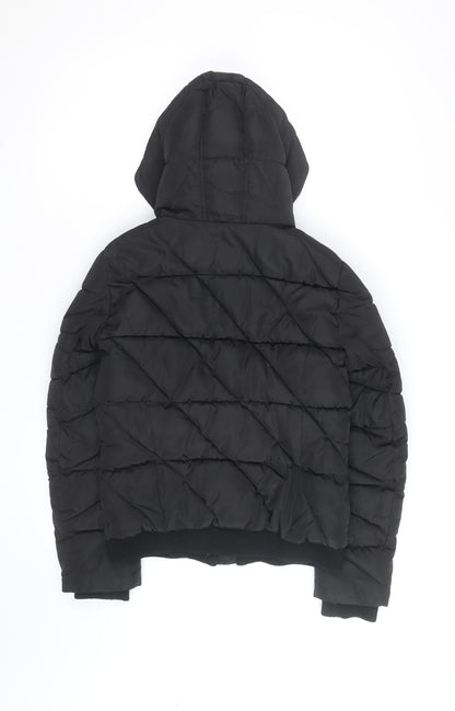 New Look Boys Black Hooded Puffer Jacket 15-16 Years Winter Quilted Coat