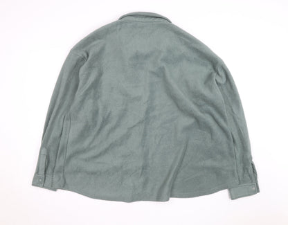 ASOS DESIGN Men's Green Fleece Button Jacket Size L Casual