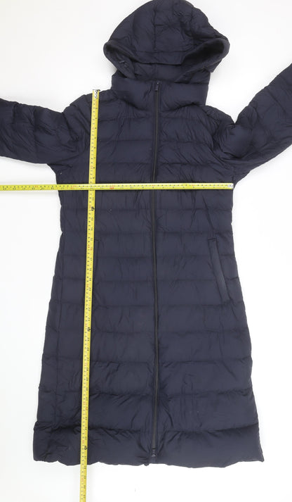 Uniqlo Men’s Blue Long Puffer Coat Hooded Down Jacket Size S