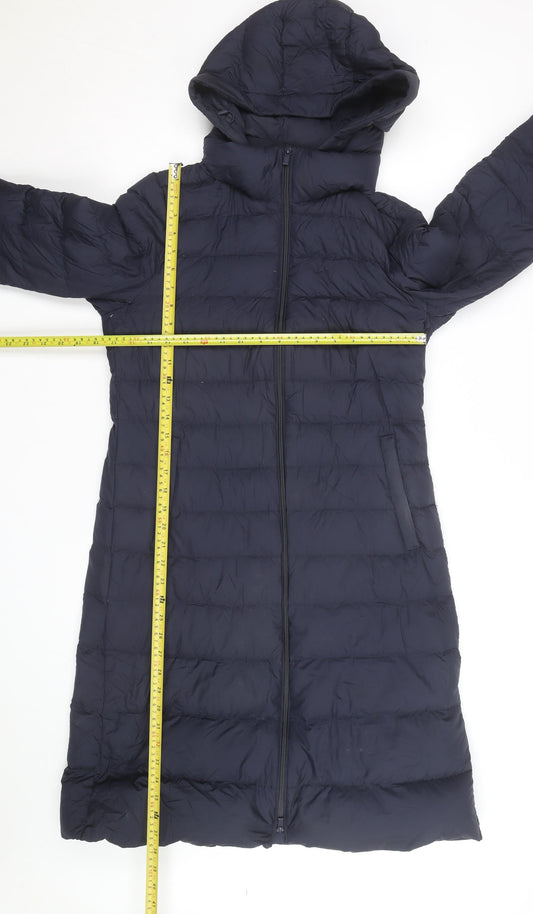 Uniqlo Men’s Blue Long Puffer Coat Hooded Down Jacket Size S