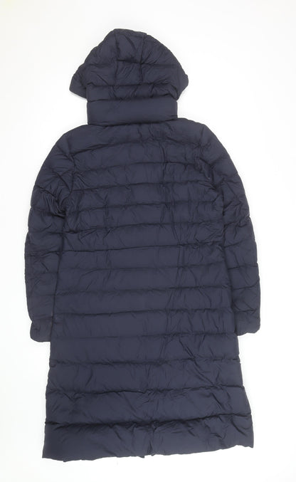 Uniqlo Men’s Blue Long Puffer Coat Hooded Down Jacket Size S