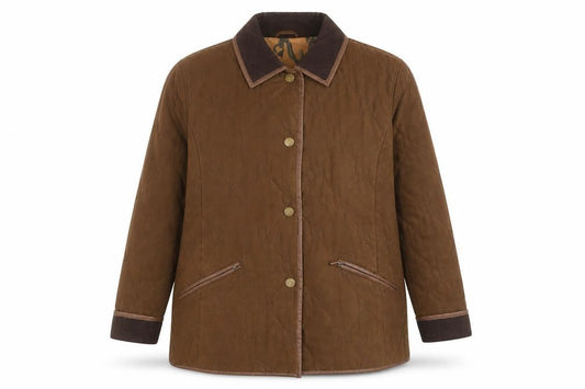Gelco Men's Brown Quilted Mid-Length Coat Lined Casual Jacket Size L