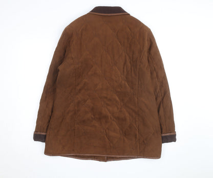 Gelco Men's Brown Quilted Mid-Length Coat Lined Casual Jacket Size L