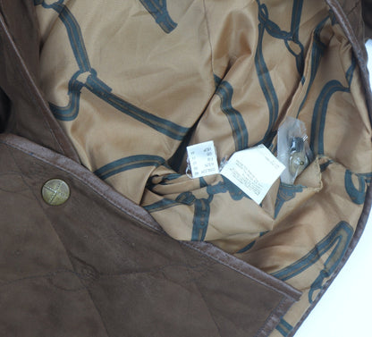 Gelco Men's Brown Quilted Mid-Length Coat Lined Casual Jacket Size L
