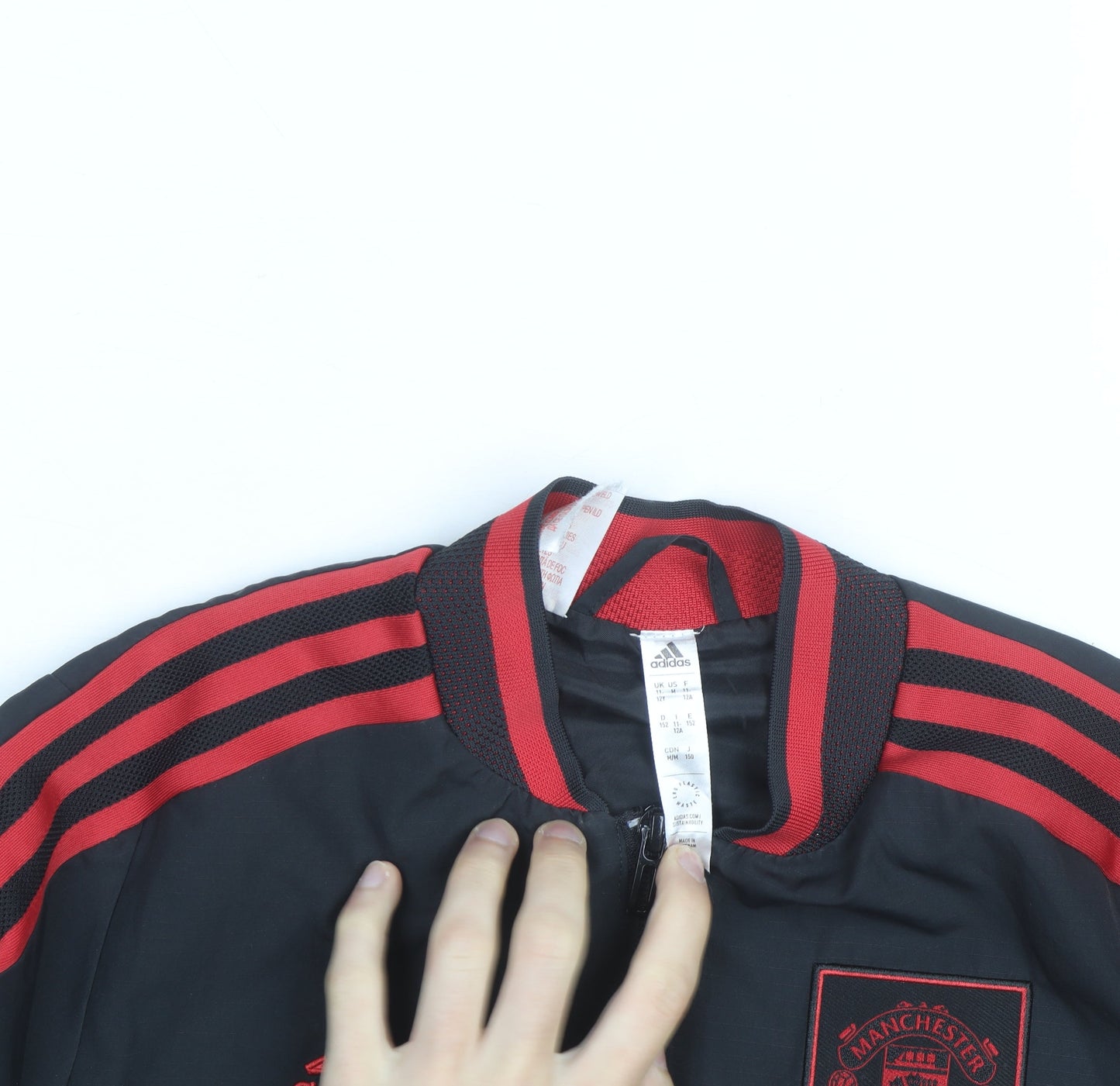 adidas Boys Black Manchester United Track Jacket 9-10 Years Full Zip