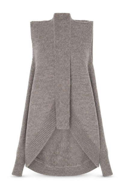 AllSaints Women Beige Chunky Roll Neck Wool Blend Cardigan M