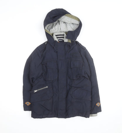 Timberland Boys Blue Hooded Parka Coat 8 Years Waterproof Winter Jacket
