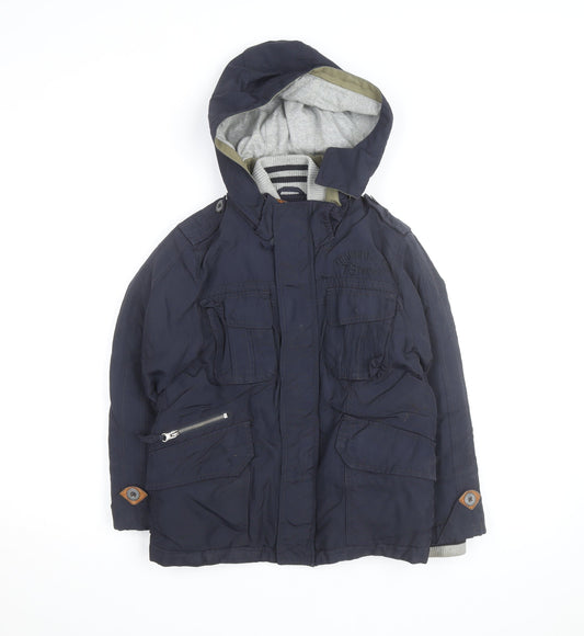 Timberland Boys Blue Hooded Parka Coat 8 Years Waterproof Winter Jacket