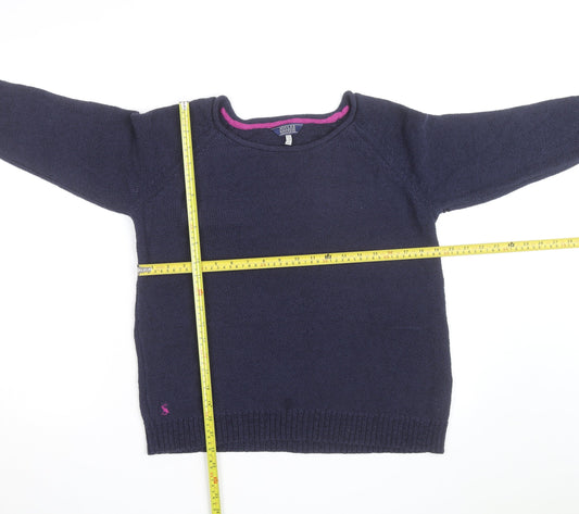Joules Women's Blue Cotton Crew Neck Knit Jumper Size 12