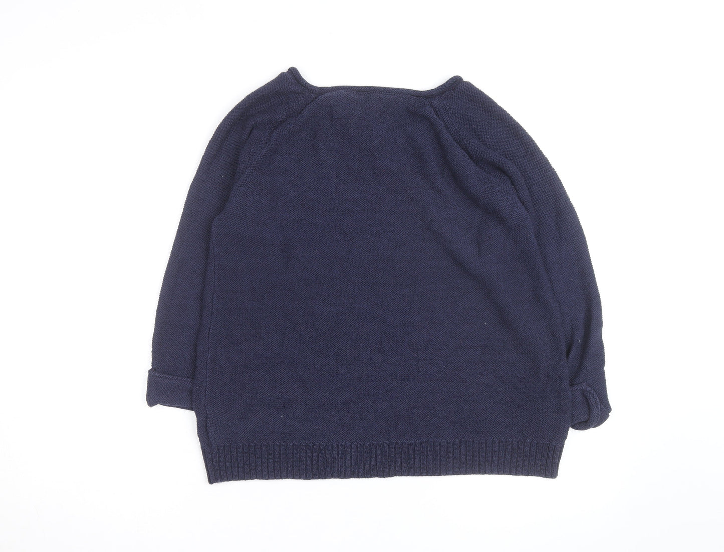 Joules Women's Blue Cotton Crew Neck Knit Jumper Size 12