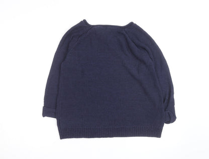 Joules Women's Blue Cotton Crew Neck Knit Jumper Size 12