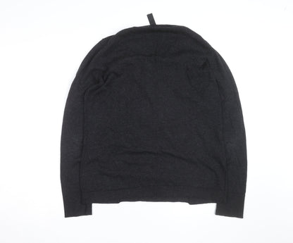 The White Company Women’s Black Wool Button Shoulder Jumper Size L