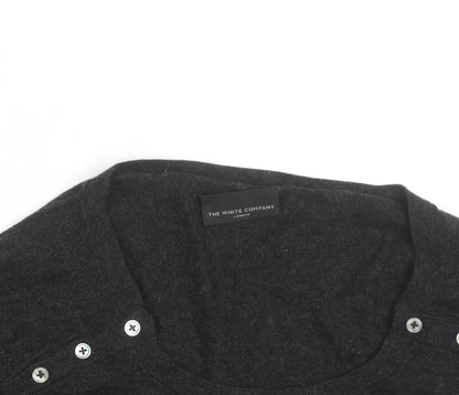 The White Company Women’s Black Wool Button Shoulder Jumper Size L