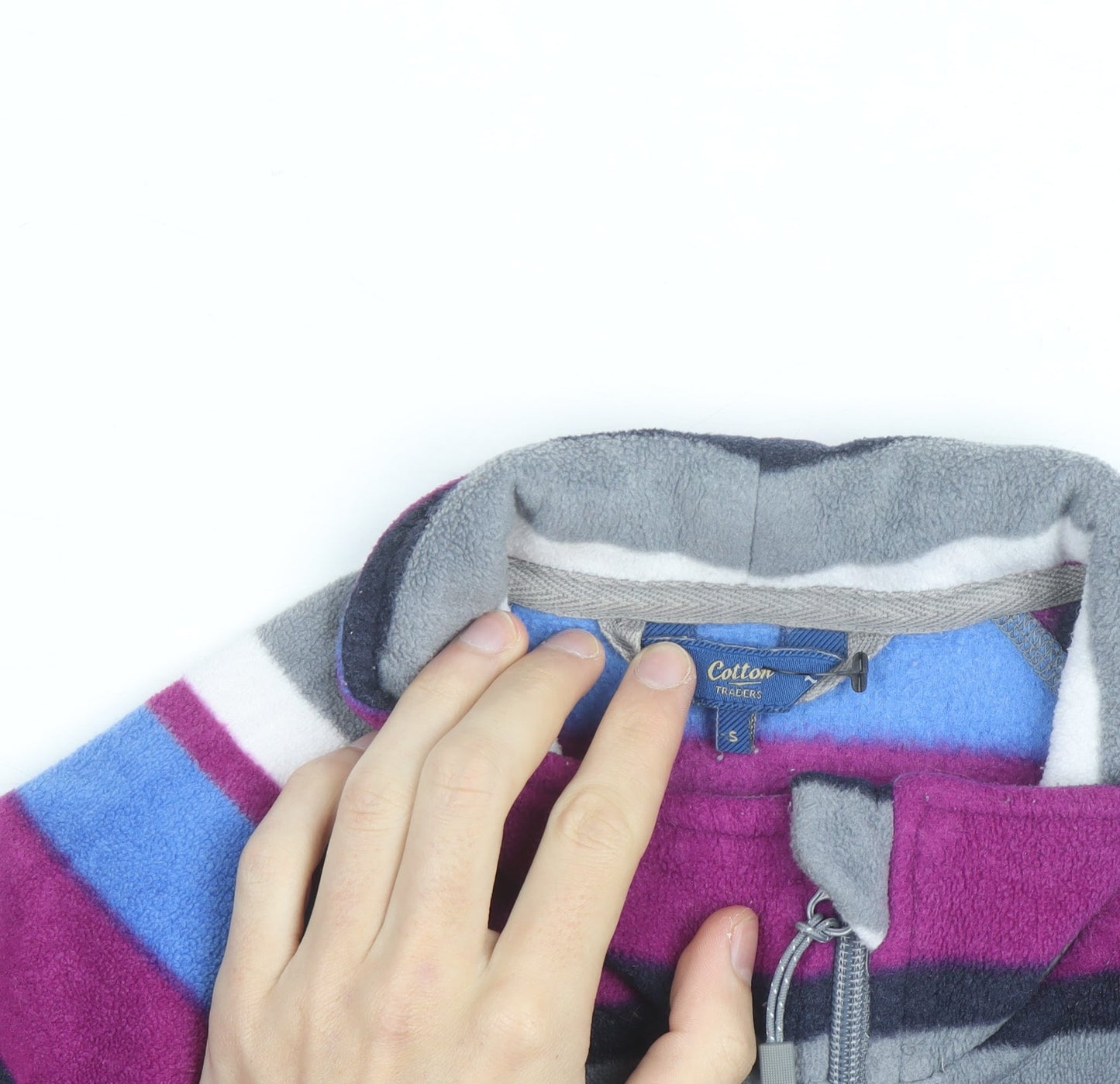 Cotton Traders Men's Multicoloured Fleece 1/2 Zip Striped Sweatshirt S