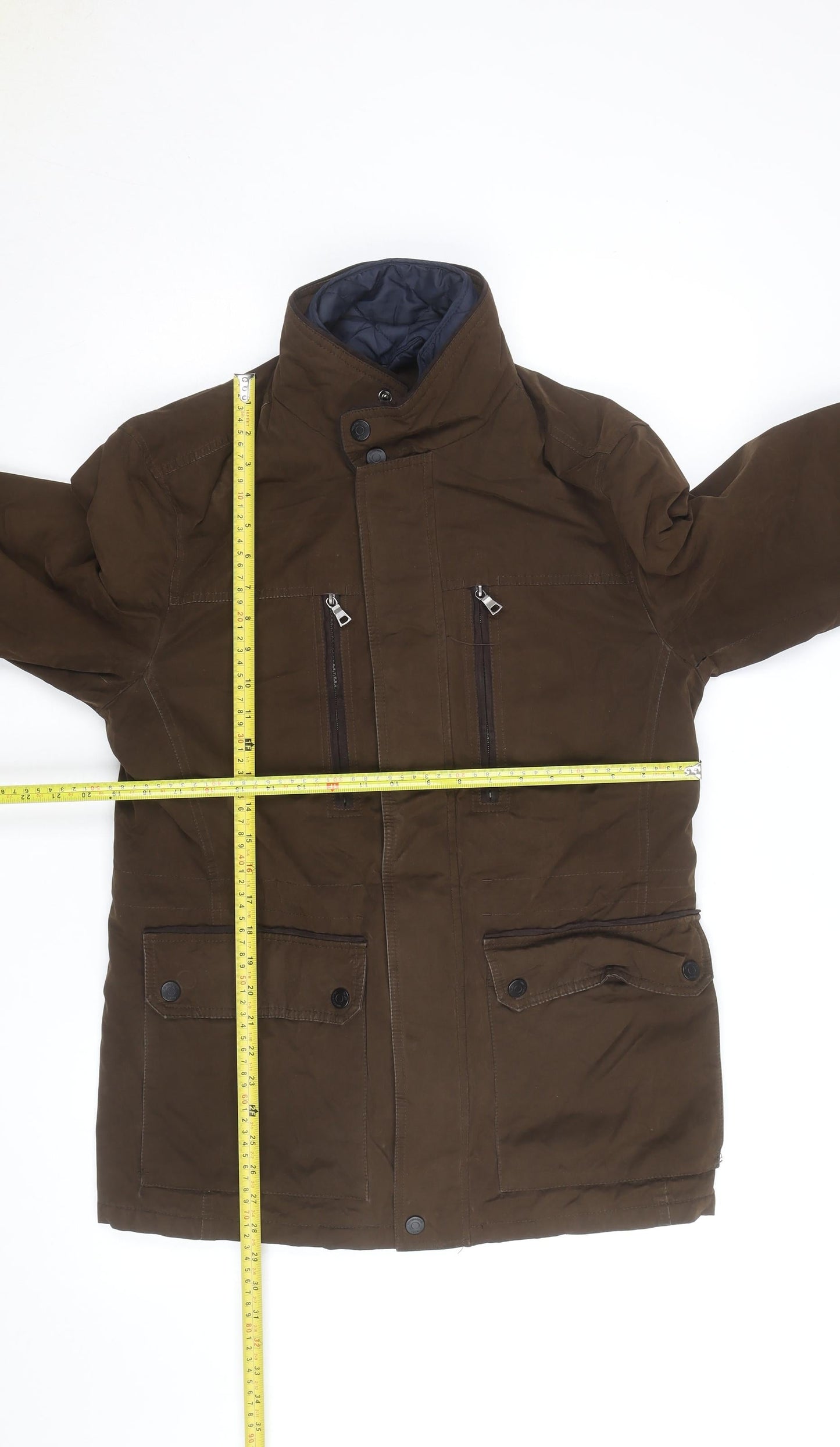 Marks and Spencer Men's Brown Parka Jacket S Regular Fit Lined