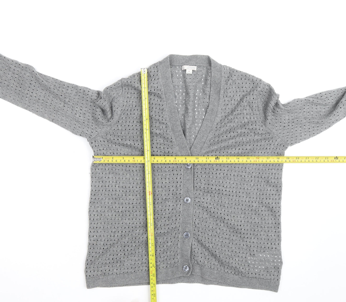Gap Women Grey Open Knit Button Cardigan Size S