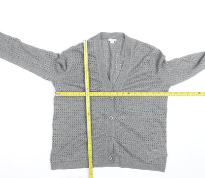 Gap Women Grey Open Knit Button Cardigan Size S