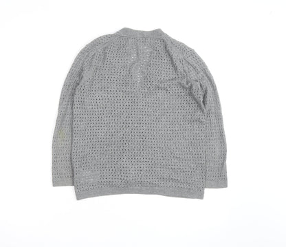 Gap Women Grey Open Knit Button Cardigan Size S