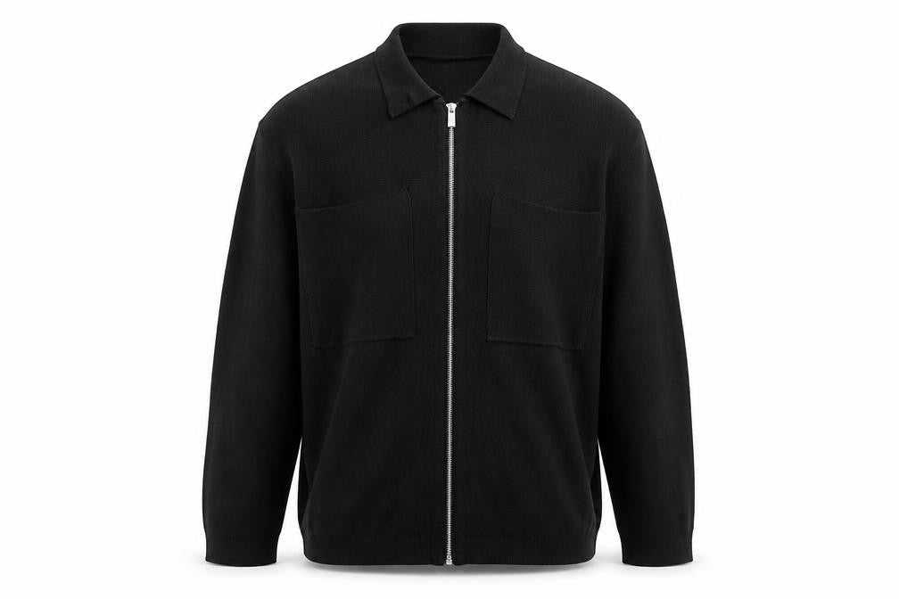 Next Men’s Black 2XL Full Zip Collared Cotton Jumper