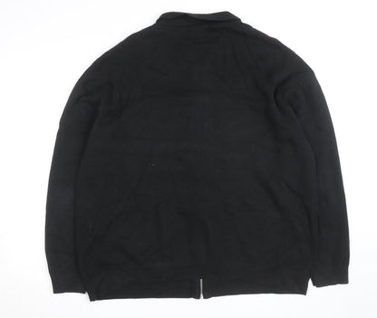 Next Men’s Black 2XL Full Zip Collared Cotton Jumper