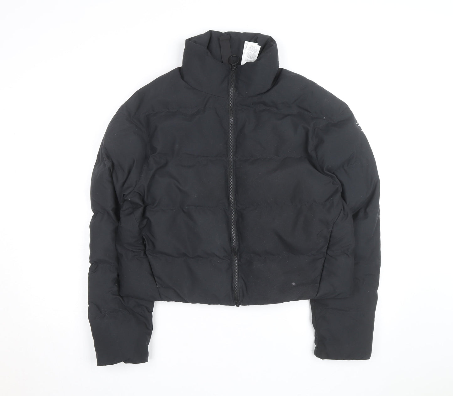 Gymshark Men's Black Puffer Jacket Size S Full Zip Lightweight Warm
