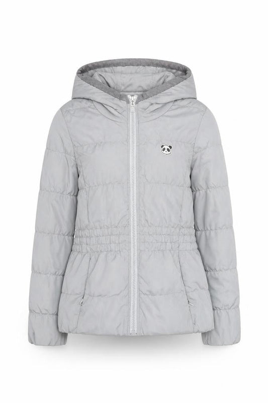 YESGODA Women's Grey Check Hooded Puffer Jacket Size M