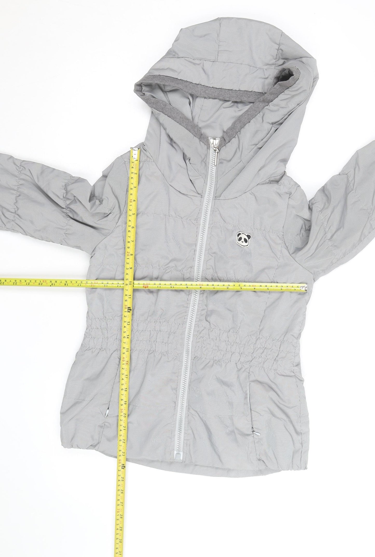 YESGODA Women's Grey Check Hooded Puffer Jacket Size M