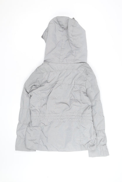 YESGODA Women's Grey Check Hooded Puffer Jacket Size M