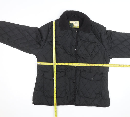Country Estate Women's Black Quilted Mid-Length Jacket Size 18