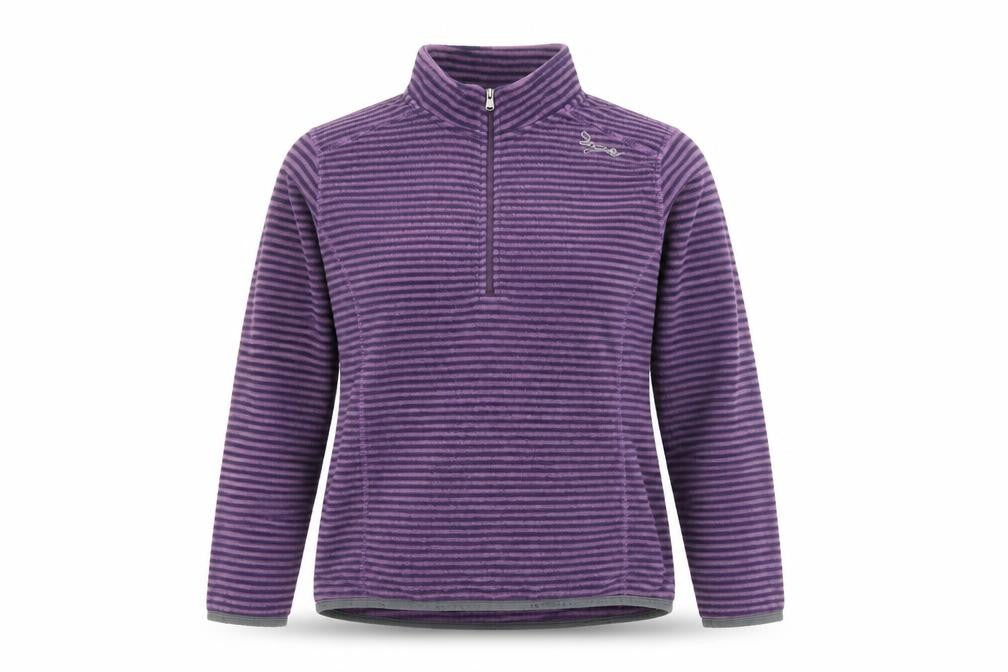 TOG24 Women Purple Striped Fleece Half Zip Pullover Sweatshirt Size 10-12