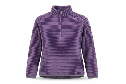 TOG24 Women Purple Striped Fleece Half Zip Pullover Sweatshirt Size 10-12