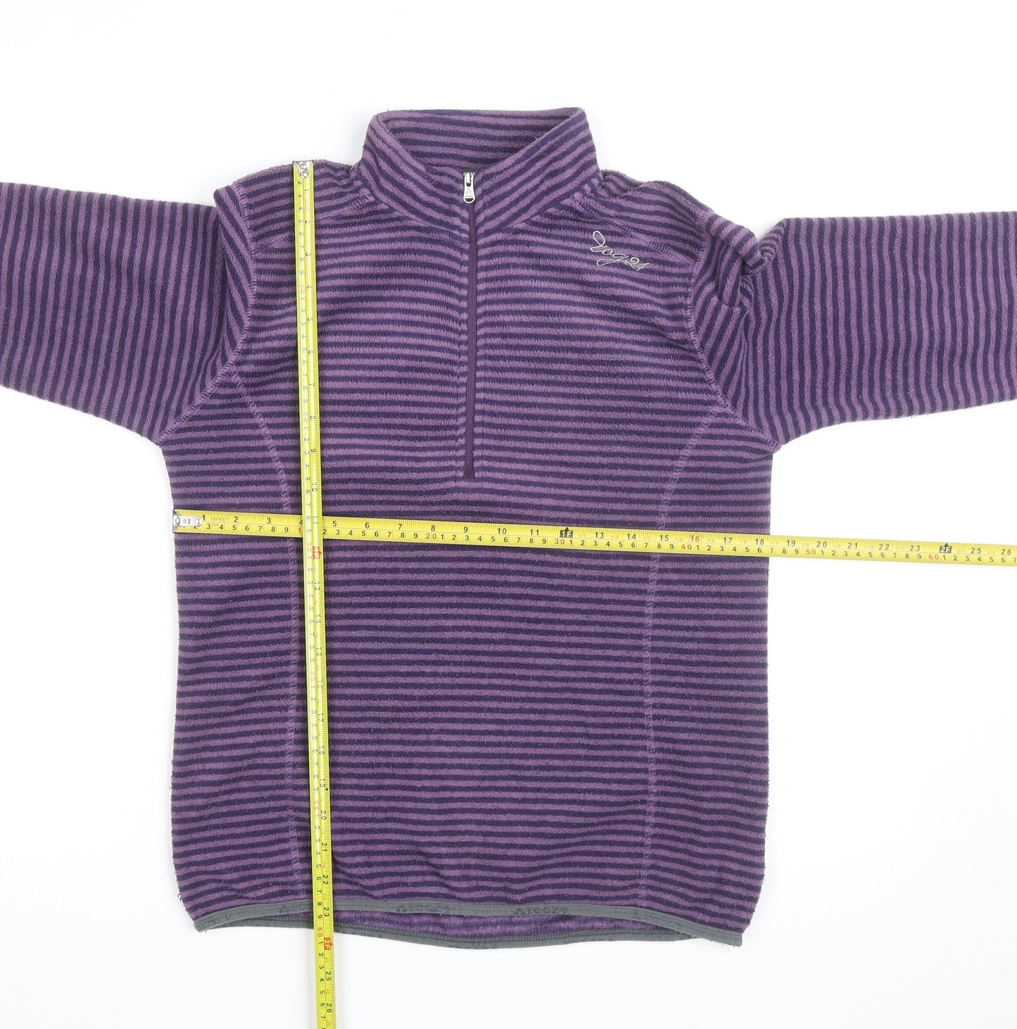 TOG24 Women Purple Striped Fleece Half Zip Pullover Sweatshirt Size 10-12