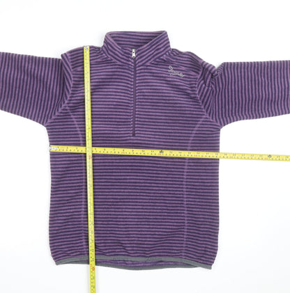 TOG24 Women Purple Striped Fleece Half Zip Pullover Sweatshirt Size 10-12