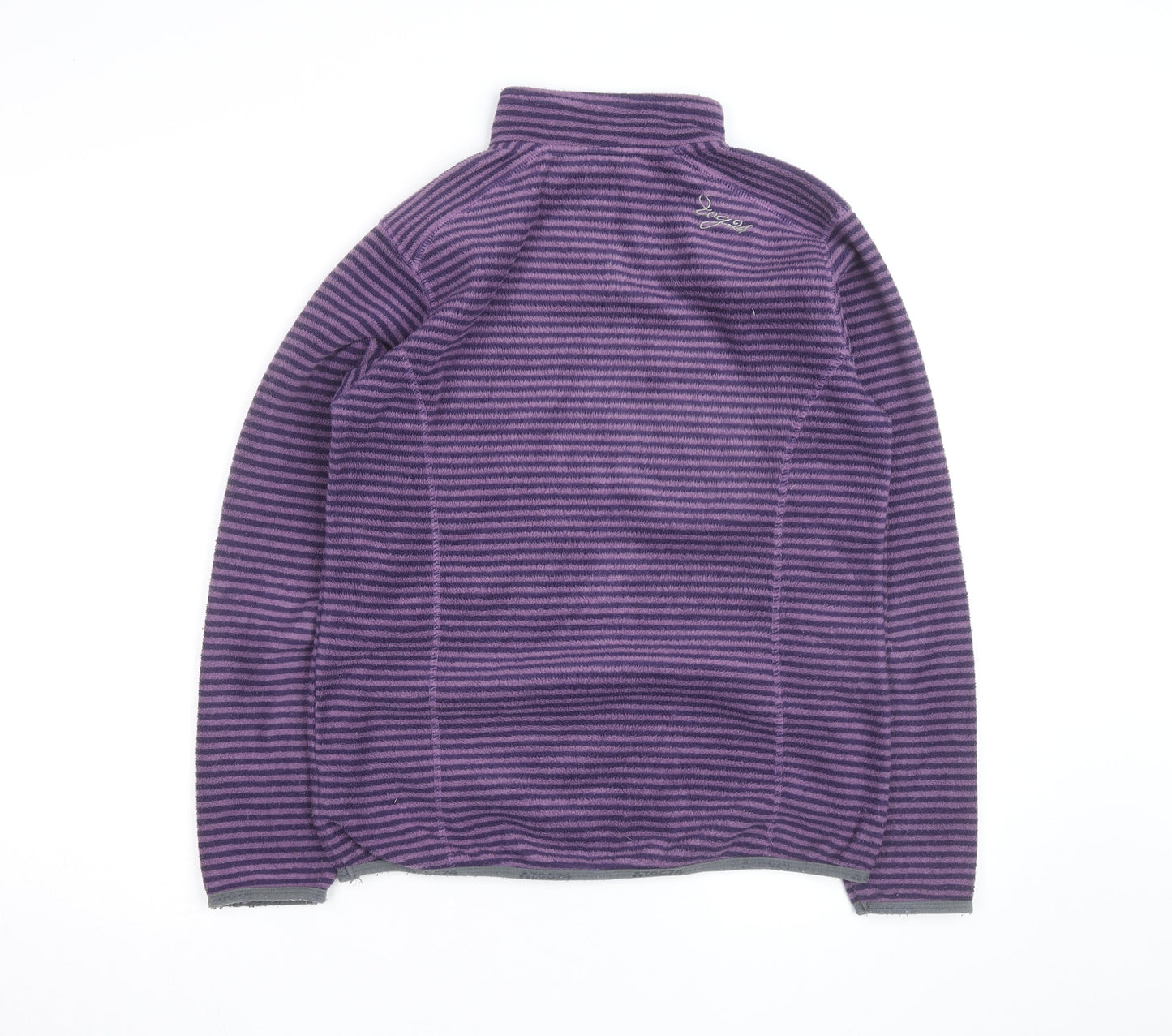 TOG24 Women Purple Striped Fleece Half Zip Pullover Sweatshirt Size 10-12